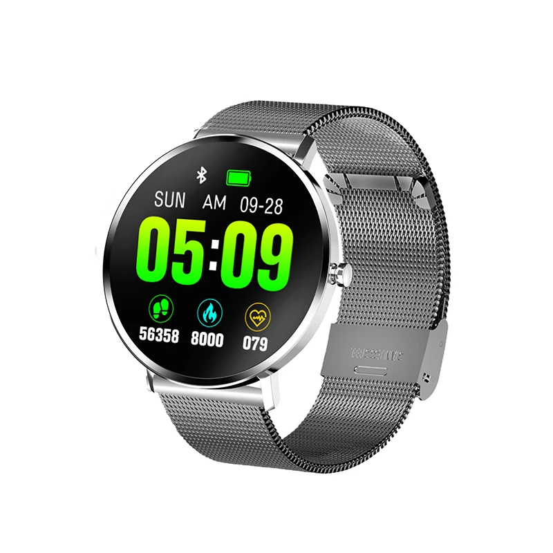Silver steel strap Смарт-часы на Android, мужские водонепроницаемые Смарт-часы, монитор сердечного ритма, браслет, цветной экран, спортивный браслет для Ios Android - Цвет: Silver steel strap