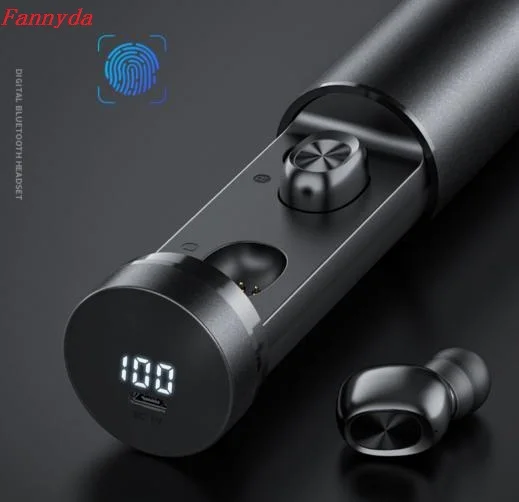 Одна пара мини беспроводной bluetooth наушники цифровой blueooth гарнитура светодиодный дисплей батареи долгое время ожидания интеллектуальная работа