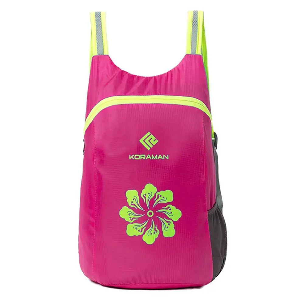 Rose Red KORAMAN 18L полиэстер сплошной цвет супер легкий водонепроницаемый мешок складной рюкзак унисекс Открытый скалолазание Pinic сумка Прямая поставка - Цвет: Rose Red