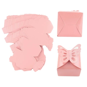 

50 Pcs Slight Pink Butterfly Wedding Favor Boxes Girl Baby Shower Candy Box Decoration Party Birthday Gift Packing Box Easy to A