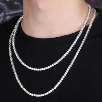 

Fashion hip hop new micro pave full zircon single row necklace custom 18/22 inch 4mm tennis chain link men's charm jewelry