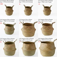 Zerolife-Seaweed Wicker Basket for Dirty Cloth, Laundry Storage Bakset, Hand Woven, FLower Plant Pot, Home Garden Cesta Mimbre 5