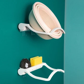 

Kitchen Accessories Wall Plastic Sink Washbasin Draining Rack Basket Shelf Washbowl Sponge Organizer Storage Shelves 4 Colors