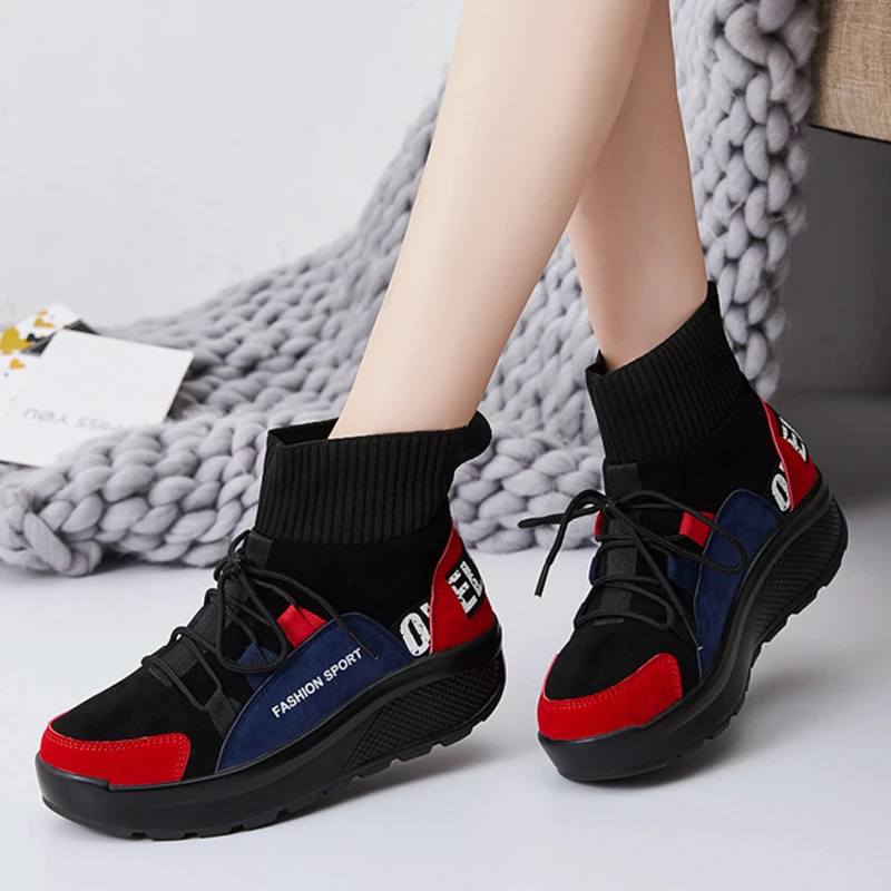 sock wedge sneakers