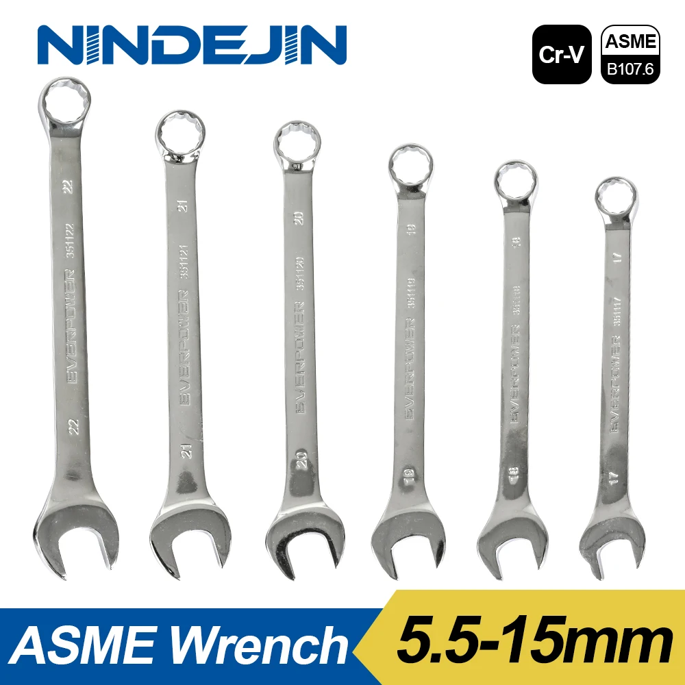 NINDEJIN-Herramienta de llave de extremo abierto, llave de combinación hexagonal para tuercas hexagonales, 5,5, 6, 7, 8, 9, 10, 11, 12, 13, 14, 15mm
