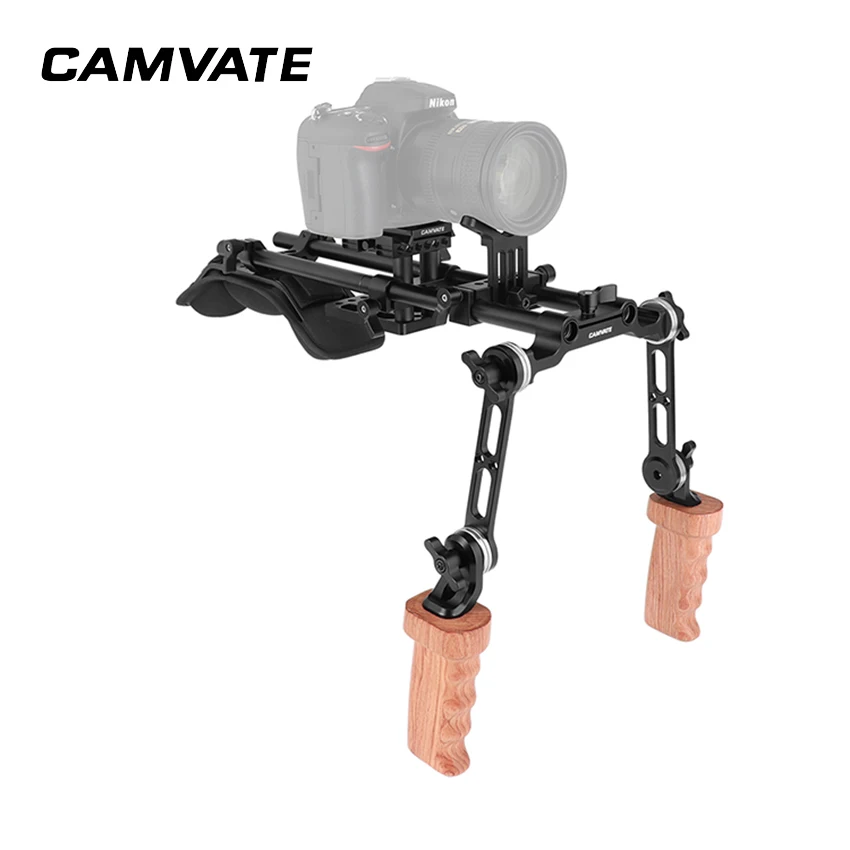Наплечная Опора camate Pro с быстросъемной пластиной Manfrotto и двойной розеткой(дерево) и поддержкой объектива C2413