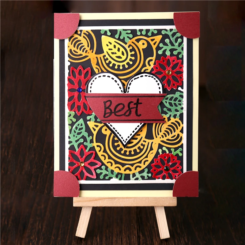 

GJCrafts Bird Flower Bloom Frame Metal Cutting Dies Spring Backgound for Card Making Scrapbooking Embossing Paper Stencil Dies