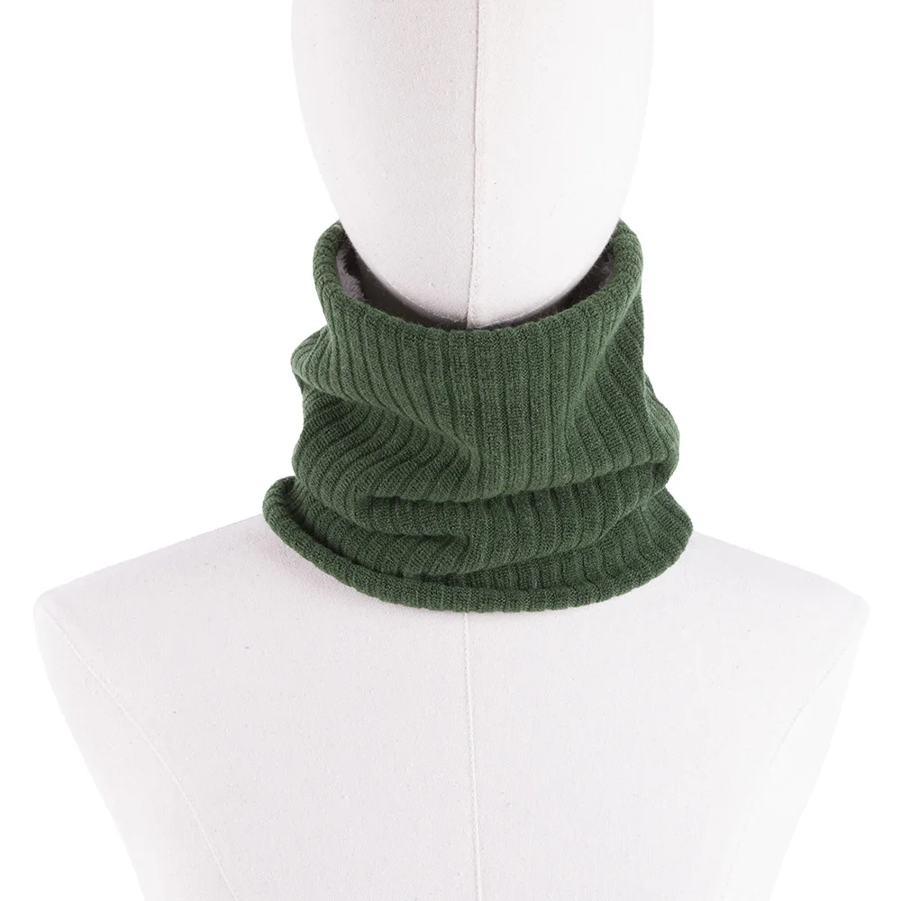 Winter Neck Warmer Fleece Men Women knitted Mask Neck Cover Tube Head Scarf For Cycling Skiing Hiking Bandana - Цвет: Green