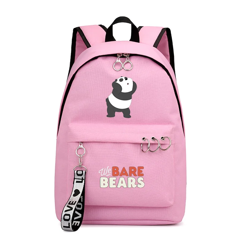 Мы Голые рюкзак с изображением медведей из аниме школьные сумки для книг мужская Группа Mochila Дорожная сумка для ноутбука лента кольцо круг рюкзак для мальчиков и девочек розовый черный - Цвет: Style 18