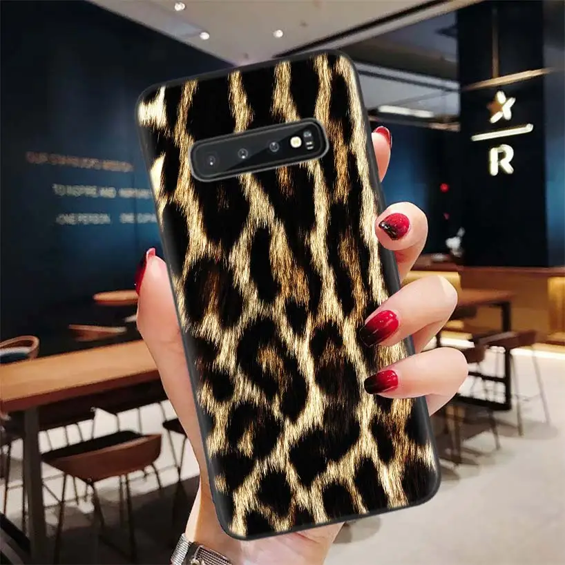 Tiger Leopard Print Panther Black Case for Samsung Galaxy S10 Lite Note 10 9 8 S9 3
