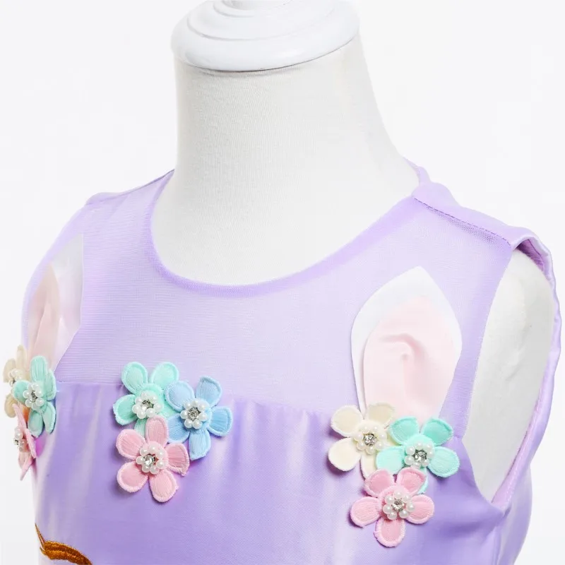 Christmas Unicorn Costume for Girls Princess Birthday Party Long Dress Halloween Carnival Costume Kids Flower Dress 4-12 Years