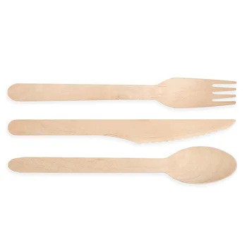 

225 Piece Biodegradable Environmentally Friendly Wooden Picnic Camping Dinnerware Set for Party and Travel