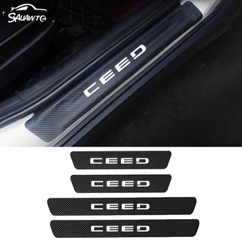 

4pcs Car Protector Door Sill Stickers For Kia Ceed ED JD CE 2006-2018 2019 2020 Door threshold Plate Guards Stickers Accessories