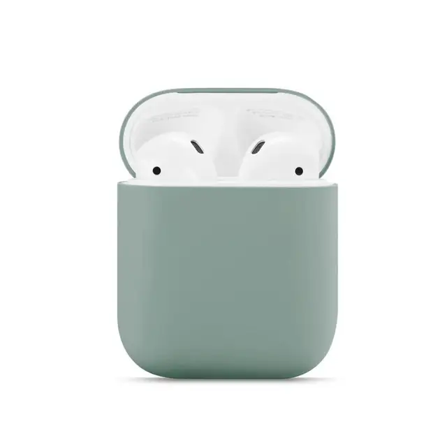 For Airpods 1/2 Soft Silicone Earphone Cover Air Pods Case Earpods Accessories Headset Protective Sleeve Apple Airpods 2 Case Gray-green