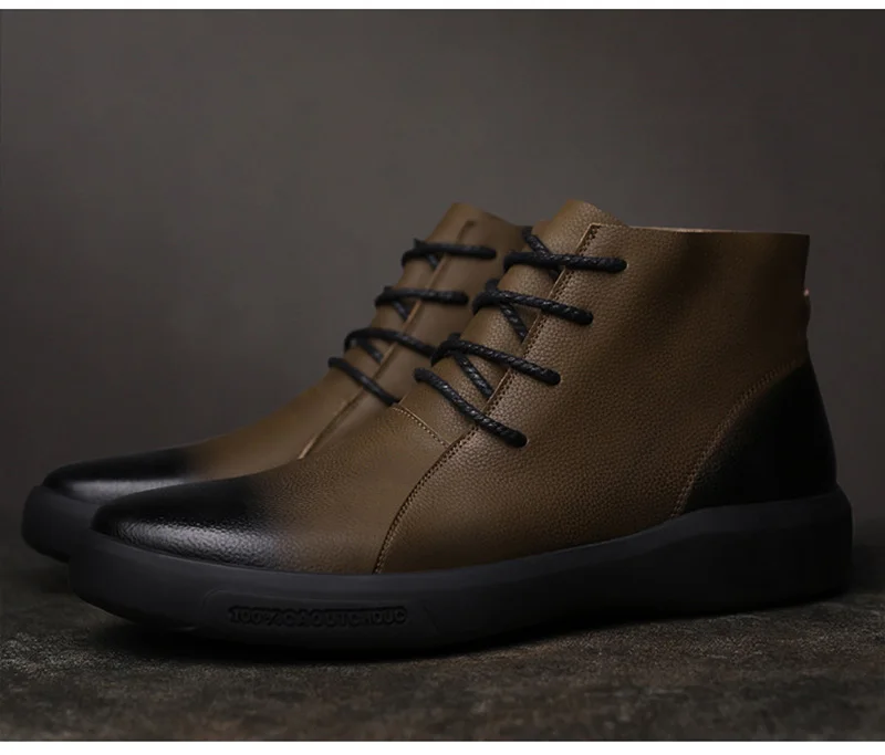 Осенне-зимняя обувь; мужские ботинки из натуральной кожи; теплые плюшевые мужские ботильоны для холодной зимы; Мужская обувь; Брендовая обувь; A78