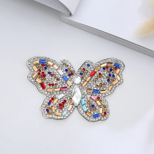 Hot Sale Butterfly Rhinestone Patches Thermo Stickers On Clothes