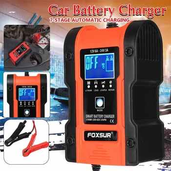 

12/24V 6A Automatic Smart Battery Charger 7-Stage Automatic Charger Power Puls Repair Chargers For Car Motorcycle AGM/GEL