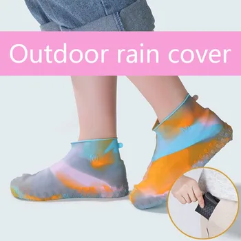 

1 Pair Rubber Reusable Silicone Waterproof Rain Shoes Covers Motorcycle Bike Overshoes Slip-resistant Rain Boot Shoes Accessor
