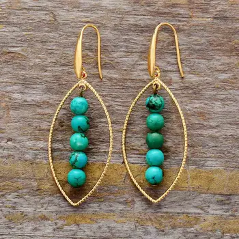 Bohemia Earrings Gold Oval Charm Turquoises Women Dangle Earrings Designer Punk Gothic Earrings Jewelry