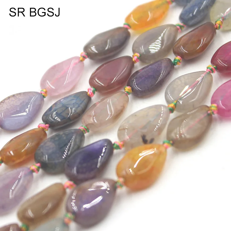 Free Shipping 10x14mm Drip Water drop Shape Multicolor Mixed Crackle Agat Onyx Gems Stone Craft Beads Strand 15&quot|bead strands|beads free
