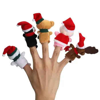 

5/10Pcs Merry Christmas Ornaments Mini Santa Bear Christmas Plush Finger Puppet Toy Story Telling Props for home