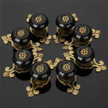 

8pcs Vintage Retro Ceramic Door Knob Wardrobe Cabinet Drawer Pull Kitchen Cabinet Handle Ceramic Cupboard Handle Hot!