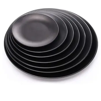

5-9 Inch Classic Black Thick Plate Sets Japanese Dish Set Dinnerware Dessert Plate Charger Plates Night Bar Snacks Plate
