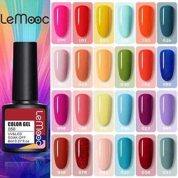 

Lemooc Neon Gel Varnish Hybrid Nail Gel Polish Set For Manicures Semi Permanent UV LED Primers Top Coat Nail Art Gel Nail Polish