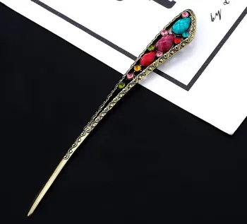 

Korean Version Of The National Wind Retro Hairpin Chinese Style Alloy Hair Accessories Hollow Hollow Diamond Tweezers