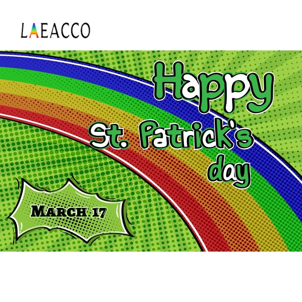 

Laeacco Happy St. Patrick's Day Rainbow Photography Background Decoration Customized Vinly Photographic Backdrop For Photocall
