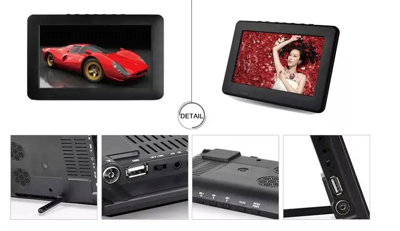  LEADSTAR 7 inch Portable Mini Tv Full Compatible With DVB-T2 H265/Hevc DVB-T/H264 Dolby Ac3 800x480