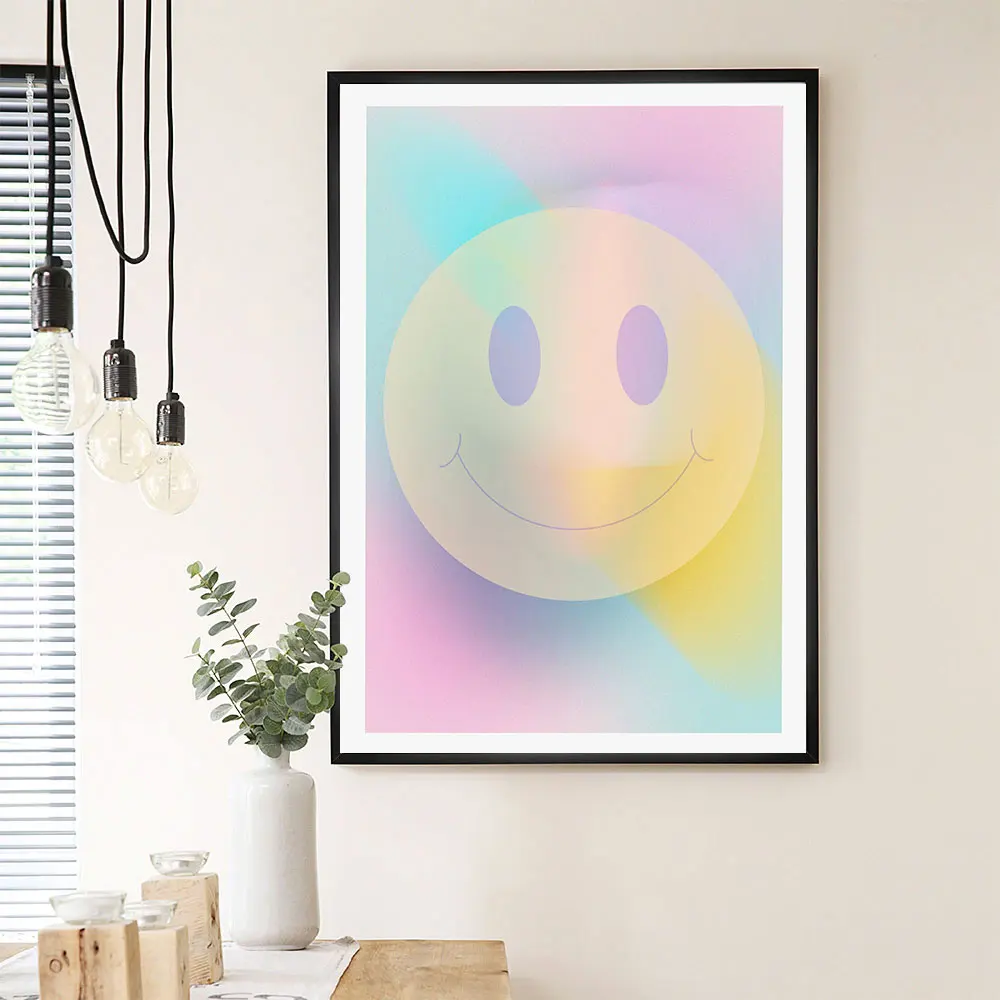 

Lovely Neon Smiling Face Poster Abstract Canvas Painting Modern Art Print Nordic nursery Wall Picture For Living Room Home Decor