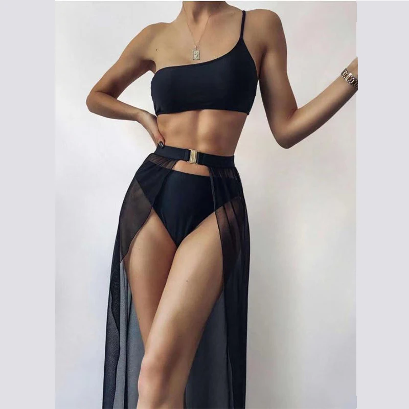 

2020 Sexy 3-piece Set Triangle Bikini Top Women Swimsuit Black Bikini Top Sexy Swimming Beachwear Outfit