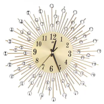 

Decorative Crystal Sunburst Metal Wall Clock Home Art Wall Decor Creative Wall Clock Luxury Diamond Clocks For Living Room