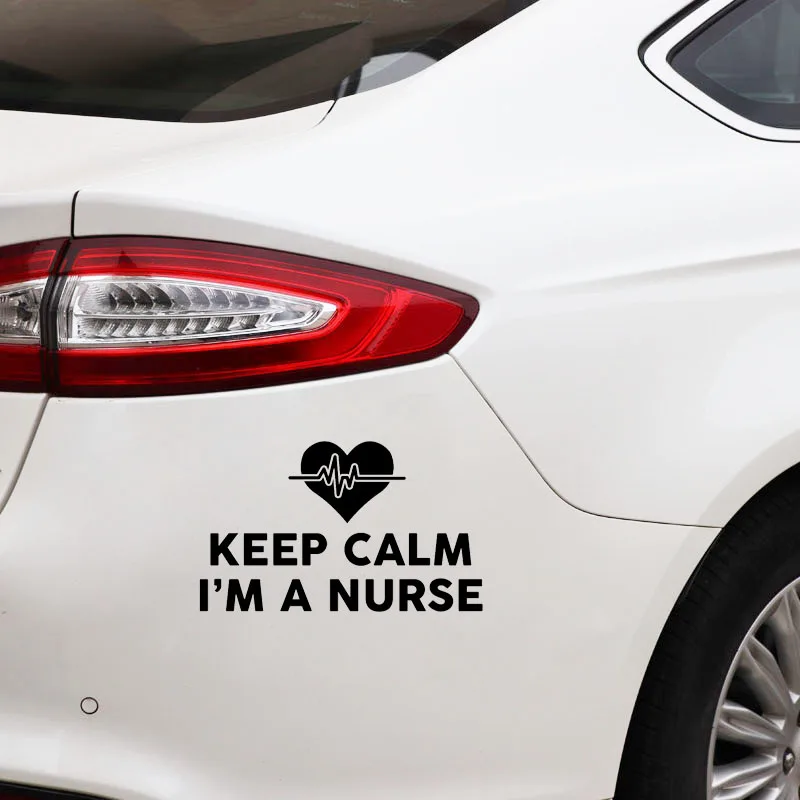 15,5*9,3 см буквы Keep Calm I'm A Nurse сердцебиение виниловые автомобильные наклейки оригинальность кузов Машины окно наклейки на бампер аксессуары