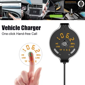 

New Dual USB Car Charger Car Bluetooth MP3 Round Digital Screen