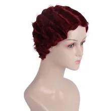 WTB Short Curly Wigs for Black Women Female Synthetic Wig Finger Curly Wig Cosplay Short Wigs for Women Overwatch Cosplay Red 6"