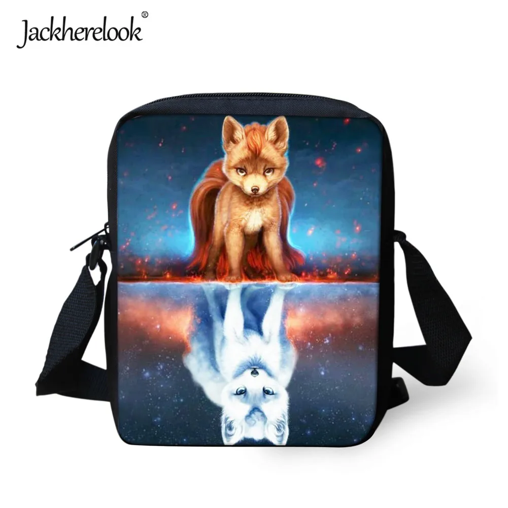 Jackherelook 3D милые сумки через плечо с лисой, женские и мужские маленькие сумки-мессенджеры, школьные рюкзаки для улицы, новинка