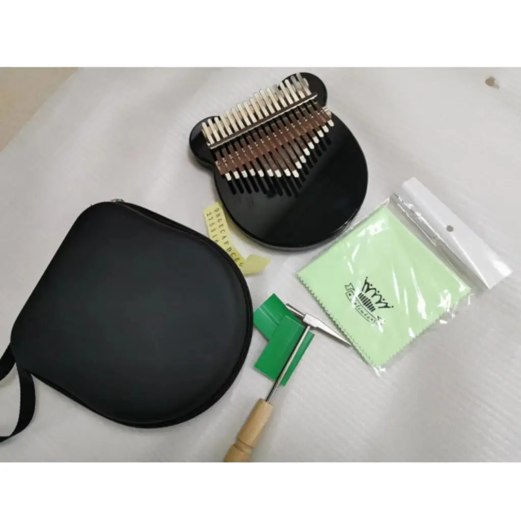 Kalimba 17 Key Thumb Piano Black Gift Keyboard Instrument w/ Case Sticker Gift for Kids Friends Beginner Percussion Music Fans