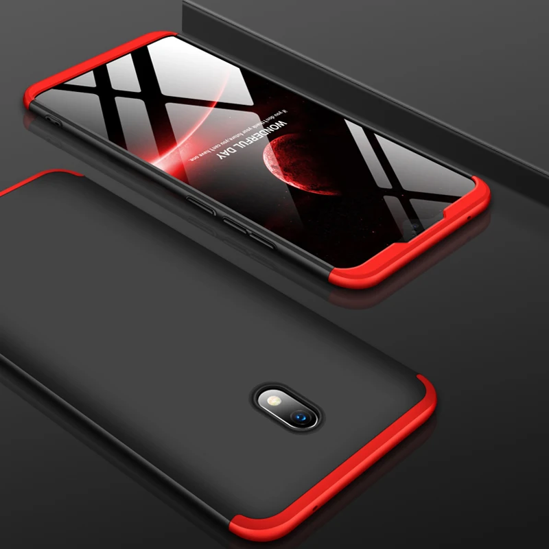 Для Red mi 8A чехол для Xiaomi mi Note 10 A3 9 9T Lite Red mi Note 8T 7 8 Pro 7A 8A чехол 3 в 1 шт полная защита противоударный чехол - Цвет: Red  Black