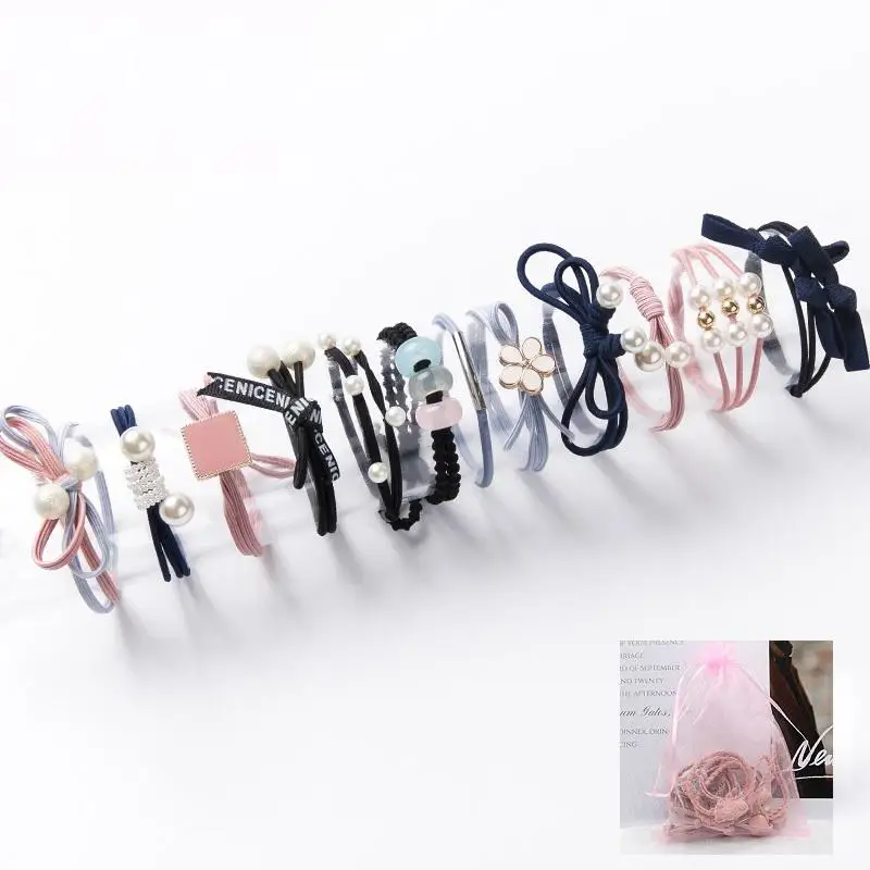 25PC Pure and Fresh Sweet starry sky Series Maiden Elastic Hair Bands Ribbon Flowers Pentagram Rabbit ears Hair Clips - Цвет: A6-12PC