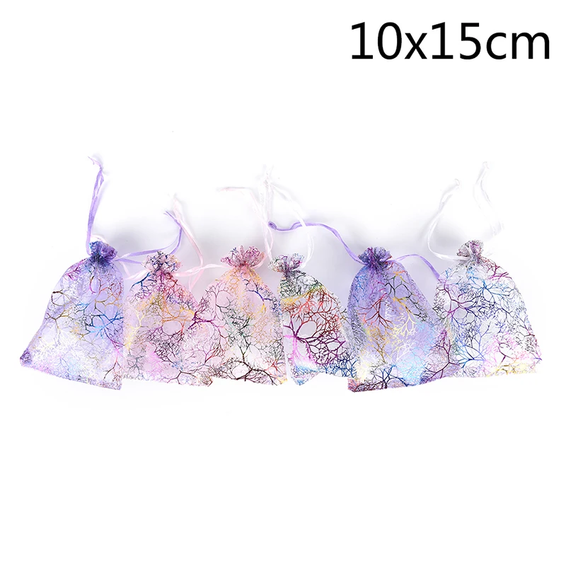 10cm by 15cm 10 шт. мешочек для ювелирных изделий, подарочные пакеты, свадебные сувениры, мешочки из органзы, украшения, 4 размера на выбор - Цвет: 10cm by 15cm