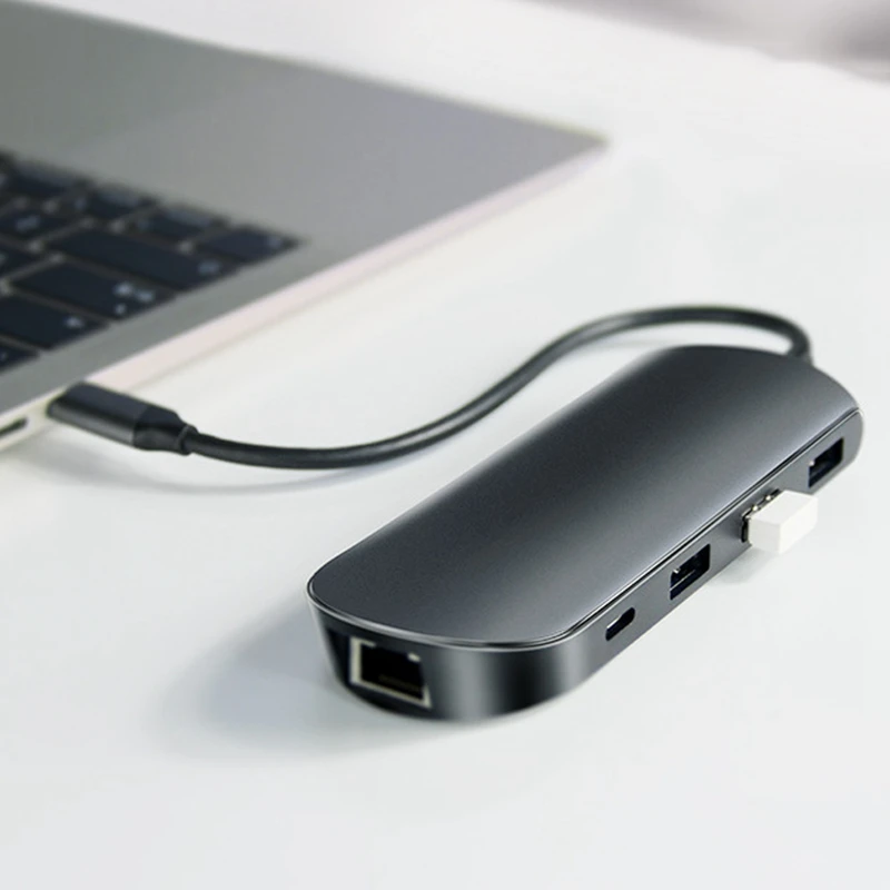 8 в 1 Usb type C концентратор Hdmi 4K Usb C концентратор к Gigabit Ethernet Rj45 Lan адаптер для Macbook Pro Thunderbolt 3 Usb-C зарядное устройство Порт Si
