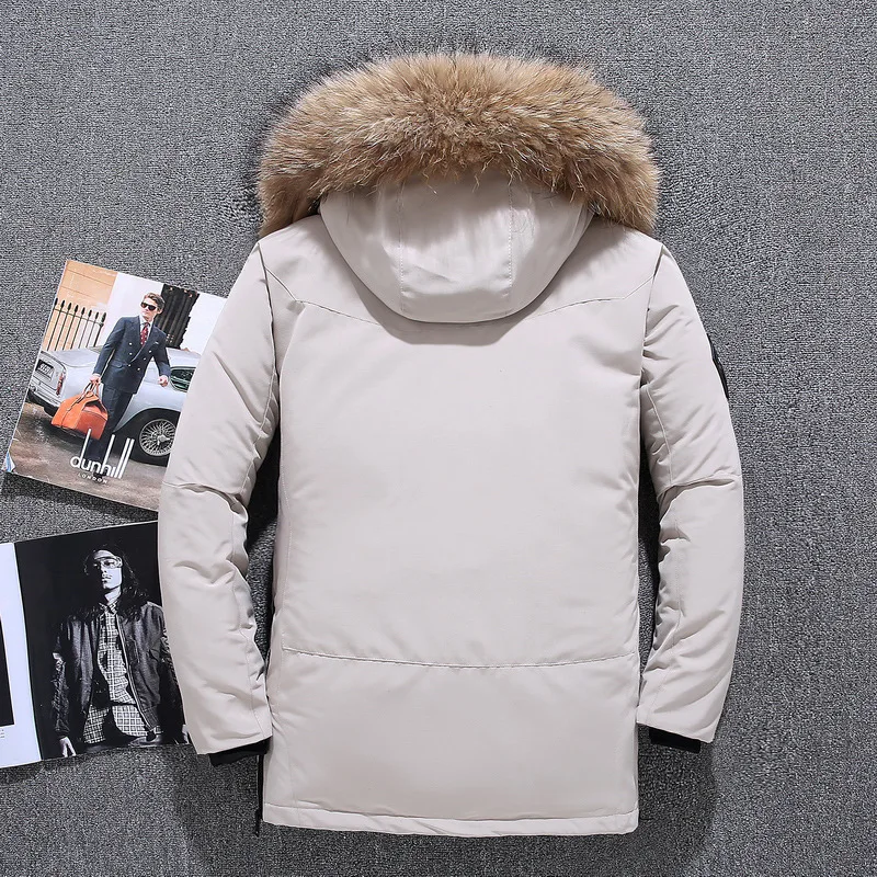 Aismz Down Jackets Men Winter Jacket Men Thick Warm Parkas Fur White Duck Down Coats Casual Man Waterproof Hooded Down Jackets