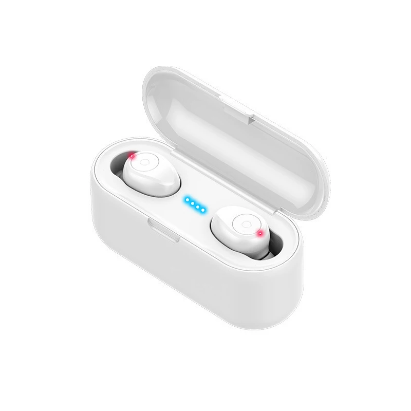Button control-White 5,0 Bluetooth беспроводные наушники F9 TWS беспроводной Bluetooth светодиодный дисплей с 2000 мАч Внешний аккумулятор гарнитура с микрофоном - Цвет: Button control-White