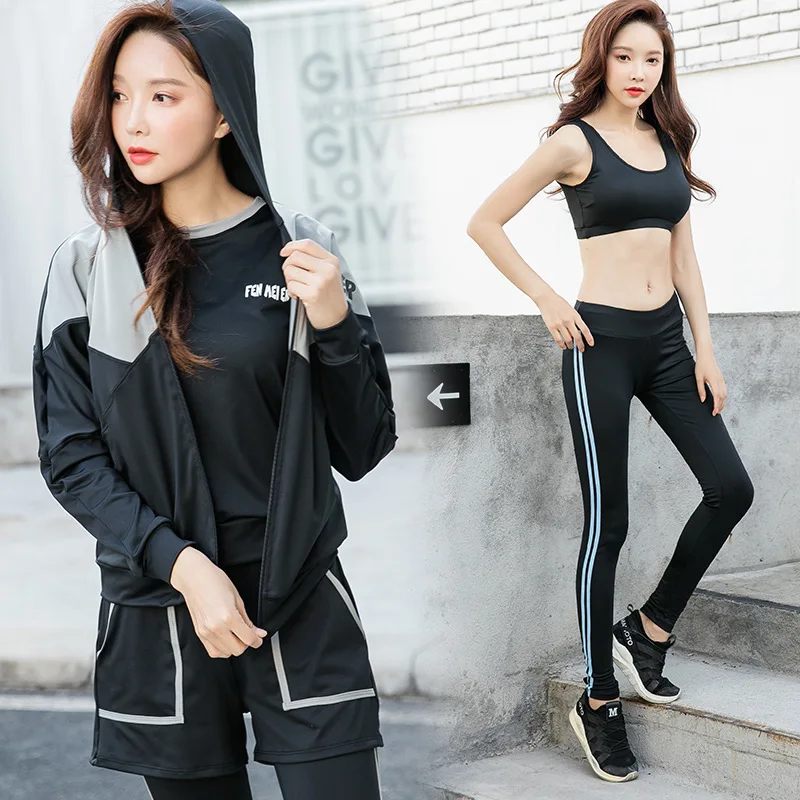 

Korean-style Gym Sports WOMEN'S Suit Origional Loose-Fit New Style Large Size Running Quick-Dry Fat Mm Yoga Clothes Five Pieces