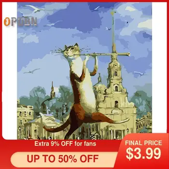 

OPDBN Tainted Frame DIY Painting By Numbers Animal Picture By Numbers For Adults Modern Wall Art Decors Handpainted Diy Gift