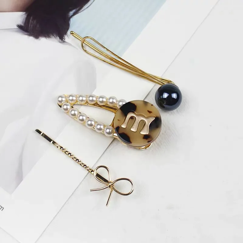 30 компл./лот 3 шт./компл. DIY простой мульти сплав M буквы заколки для волос костюмы шпильки с жемчугом аксессуары для укладки волос HA1082