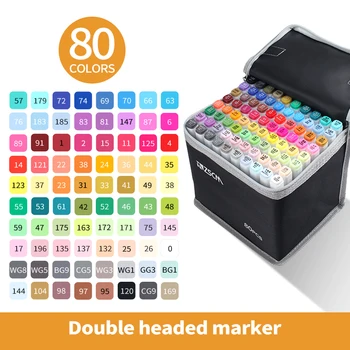 

80 Colors Manga Painting Sketch Marker Pen Set Alcohol Based Markers Oily Dual tip Solid Marker for School Art Supplies
