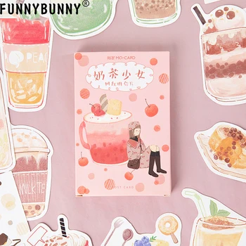 

30 Sheets/Set Cute Milk Tea Girl and Snack Shop Postcard Birthday Letter Business Gift Card Message Card